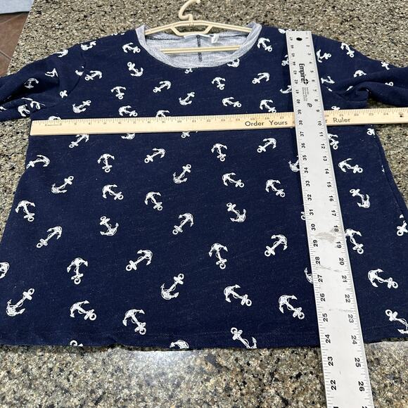 IB Diffusion Sweatshirt XL Blue Anchor Pullover 3/4 Sleeves Cotton Blend Coastal - Picture 3 of 7